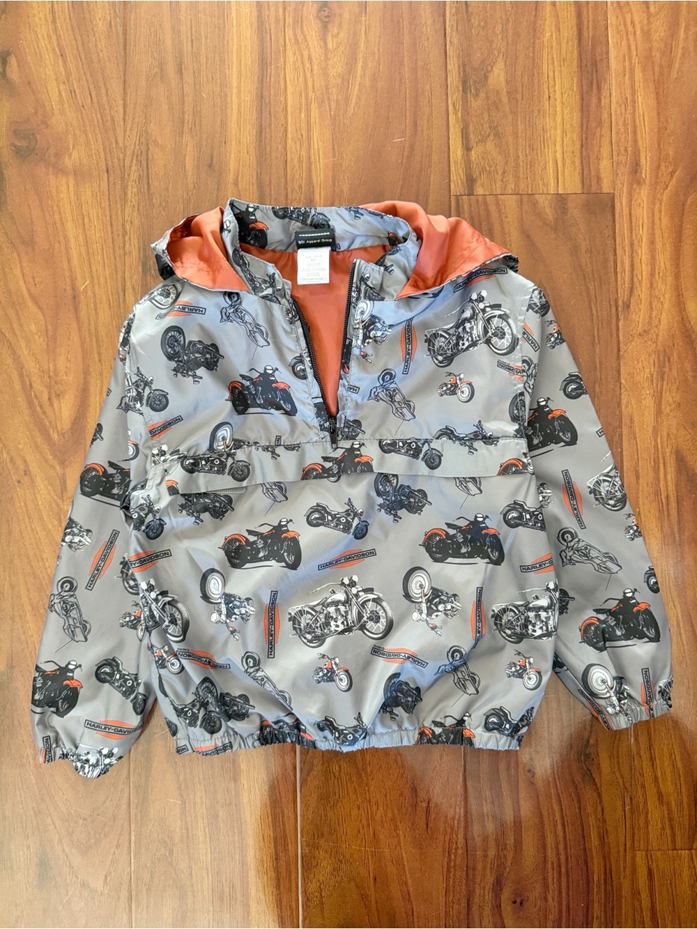 Harley Davidson 1/4-Zip Motorcycle Printed Hooded Windbreaker